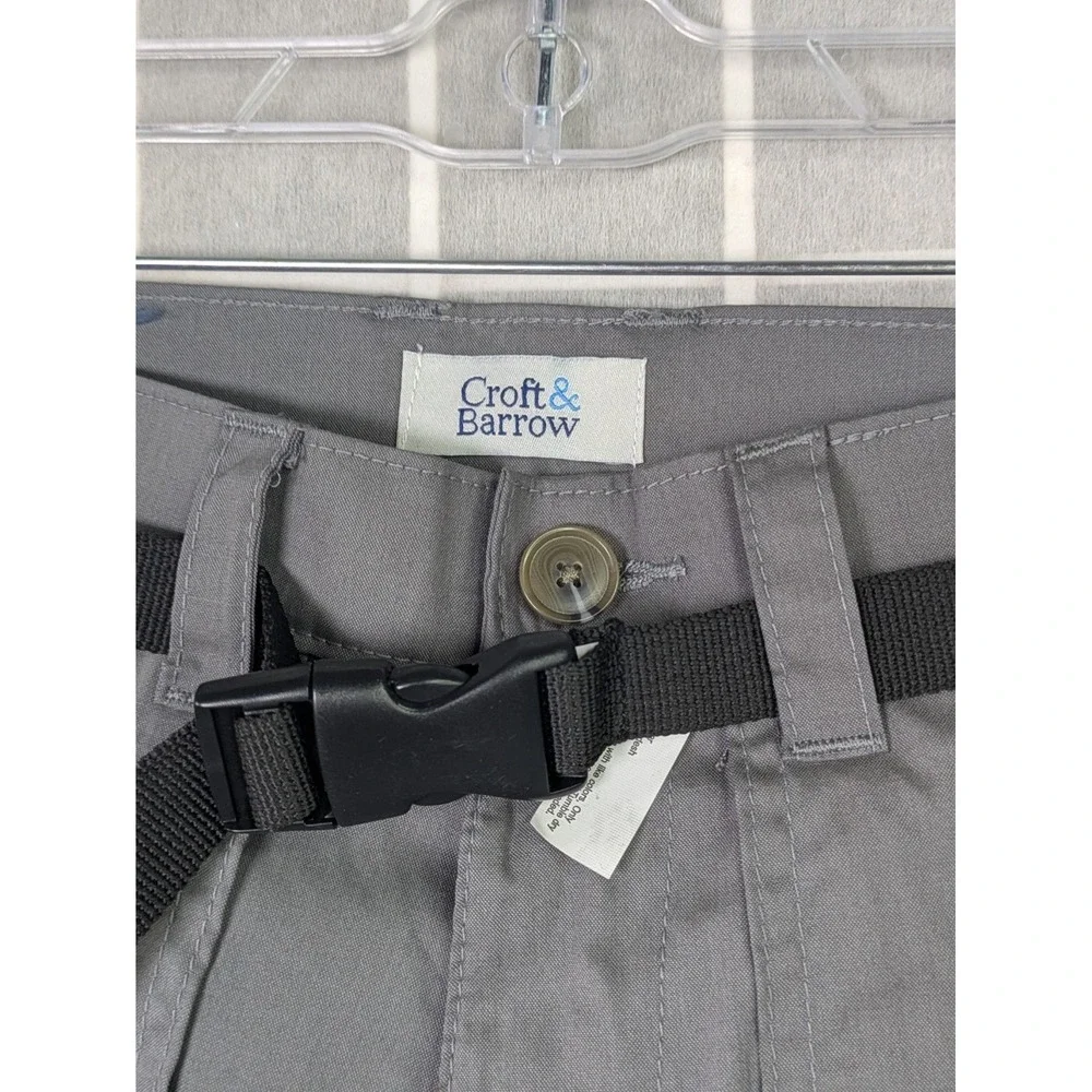 Croft‎ & Barrow Mens Shorts NWT 36 Gray Utility Cargo Pockets Stretchy Outdoors